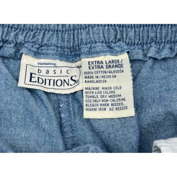 Vintage Basic Editions Chambray Womens Button-Front A-Line Skirt XL 100% Cotton - Picture 3 of 4